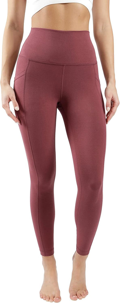 Cotton High Waist Ankle Length Compression Leggings with Elastic Free Waistband